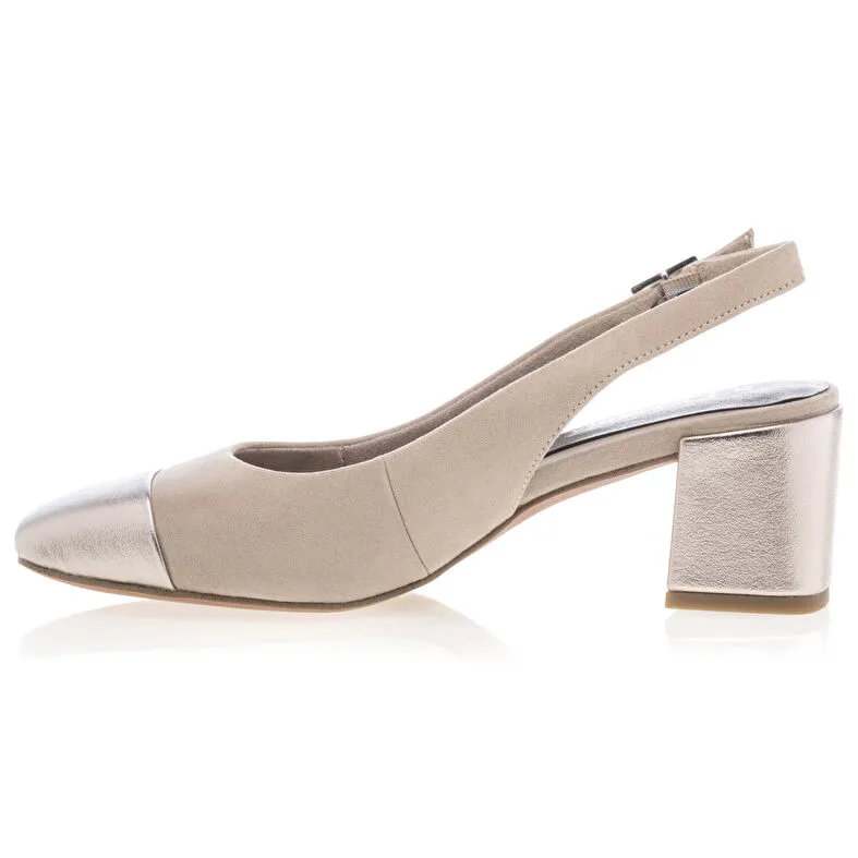 Zapatos de tacón beige para mujer