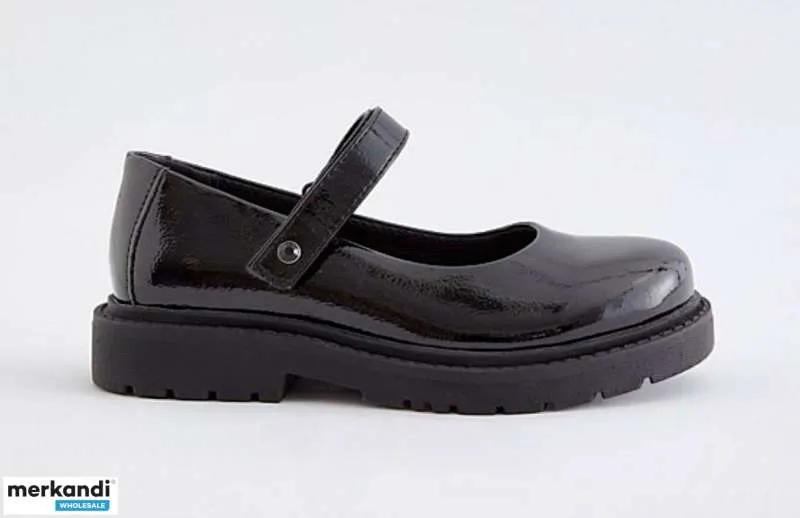 ZAPATOS ESCOLARES DE CHAROL NEGRO DE CORTE ANCHO DURADERO PARA NIñOS  TALLA EU 28/US 10.5