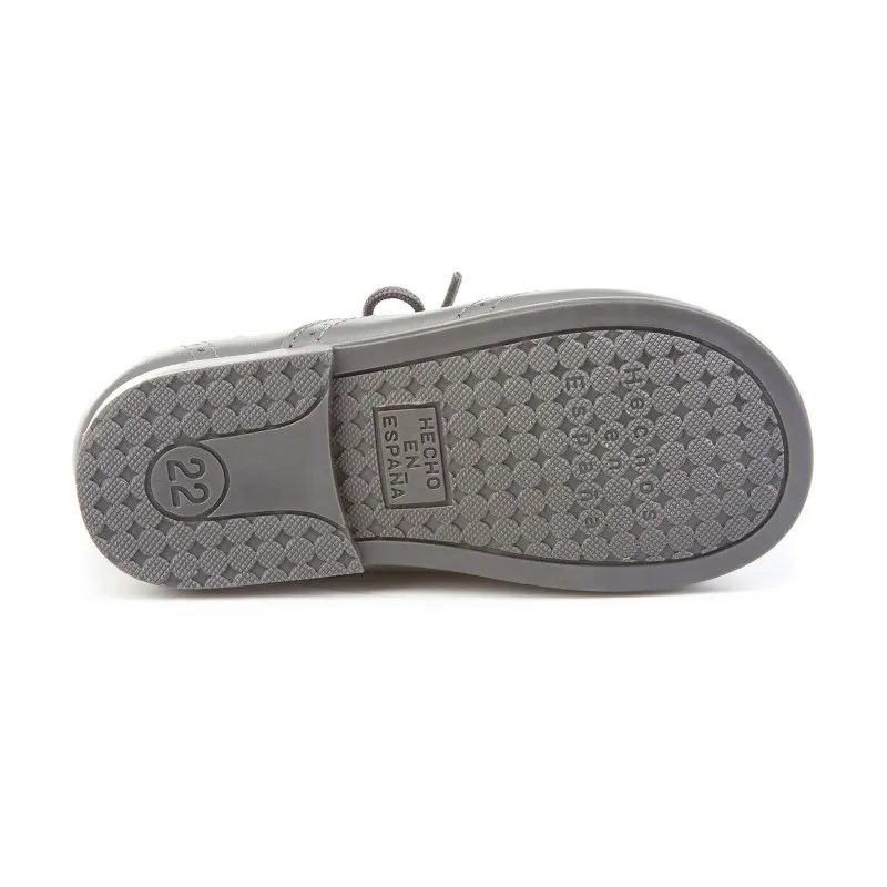 Zapatos Inglesitos Colegiales Infantil Niño Niña Piel Cordones 505 Gris, de Angelitos