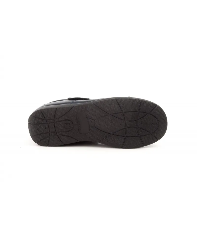 Zapatos Merceditas Colegial Niña Piel Marino Tipo Velcro