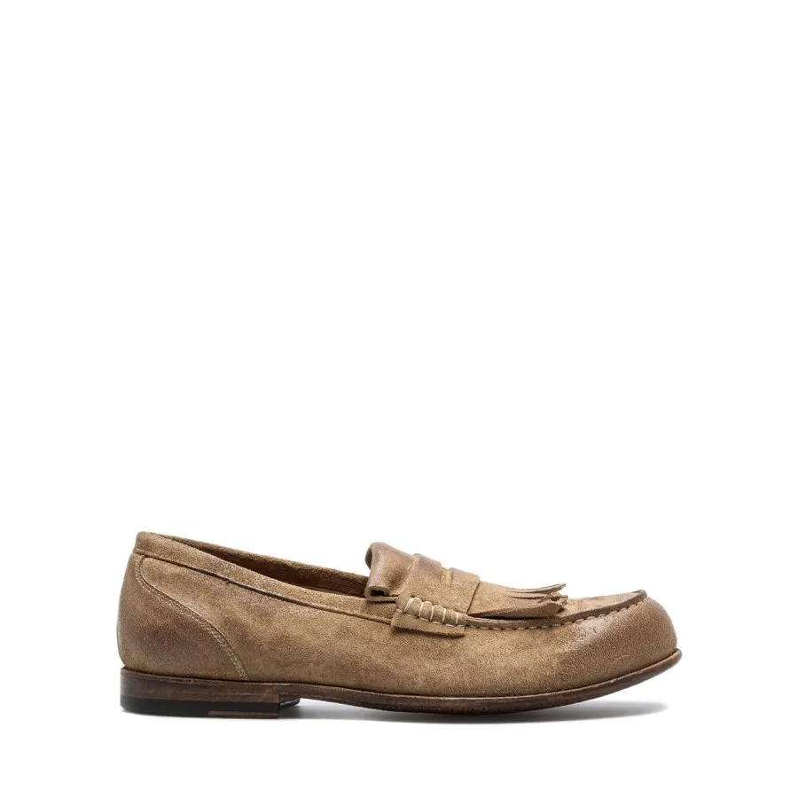 Zapatos Mocasines Hombres PREVENTI Dublino Black Sabbia Gamuza Beige