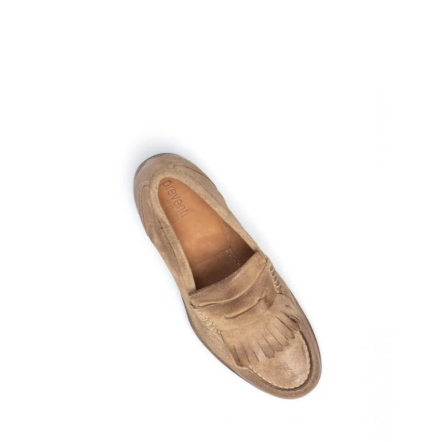 Zapatos Mocasines Hombres PREVENTI Dublino Black Sabbia Gamuza Beige