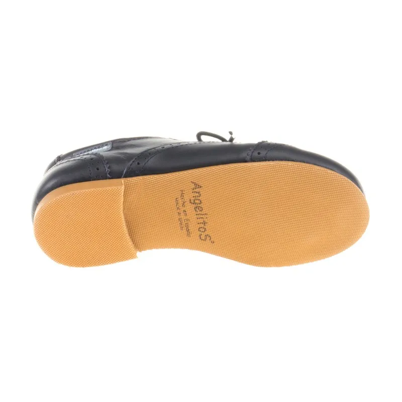Zapatos Oxford Colegiales Infantil Niño Piel Cordones 1394 Marino, de Angelitos