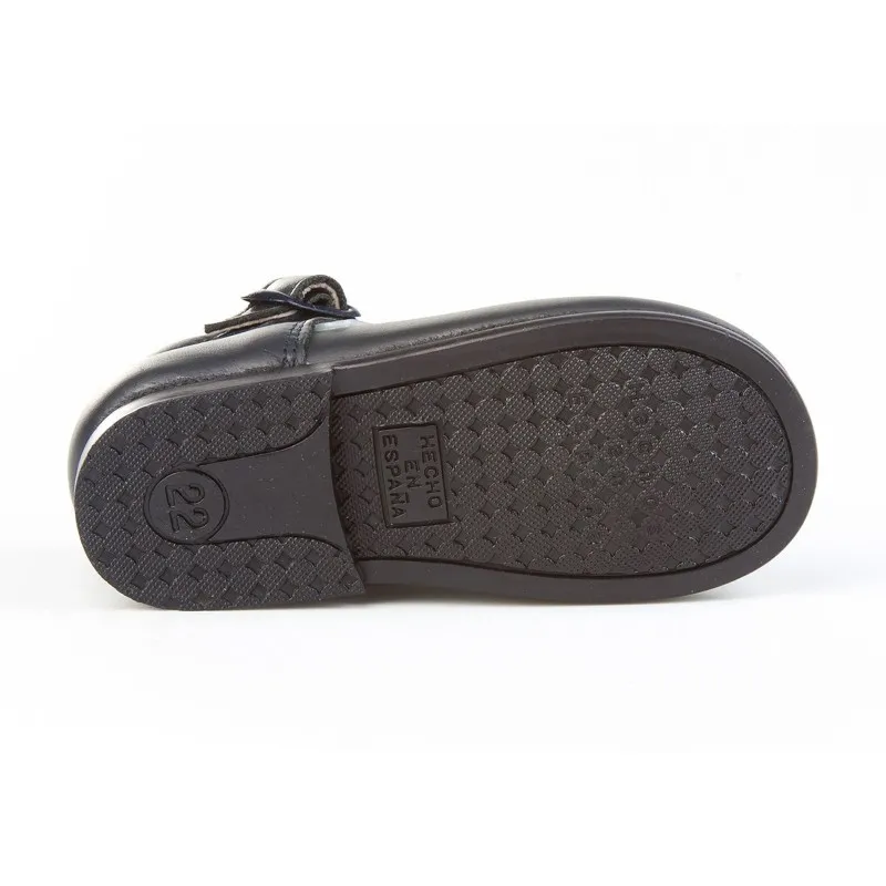 Zapatos Pepitos Colegiales Infantil Niño Niña Piel Hebilla 503 Marino, de Angelitos