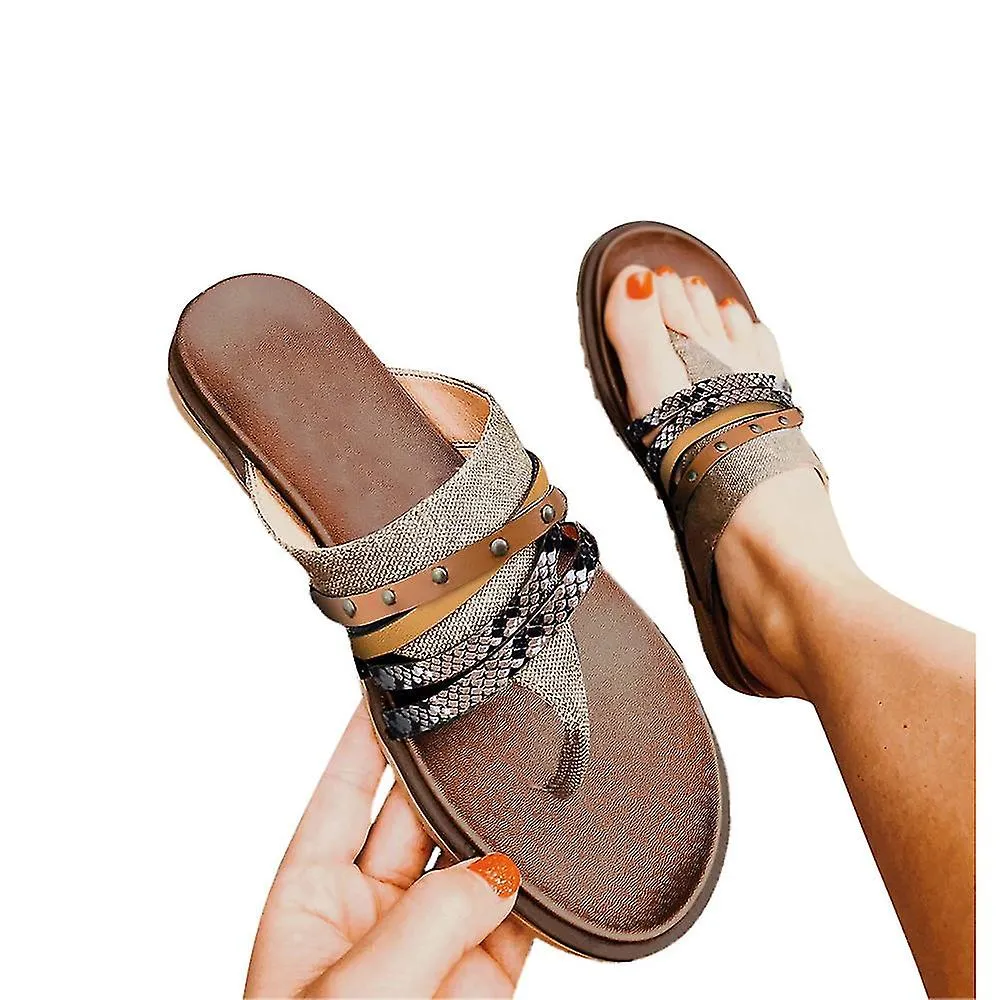 Zapatos planos con tachuelas para mujer Sandalias Verano Playa Chanclas Zapatillas Sliders